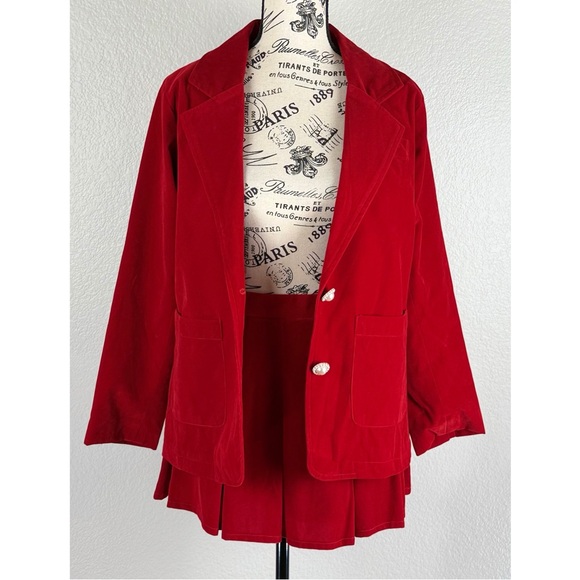 House of Aris Women's Red 2-Piece BlazerJacket and Mini Skirt Set Harajuku Small - Picture 3 of 16